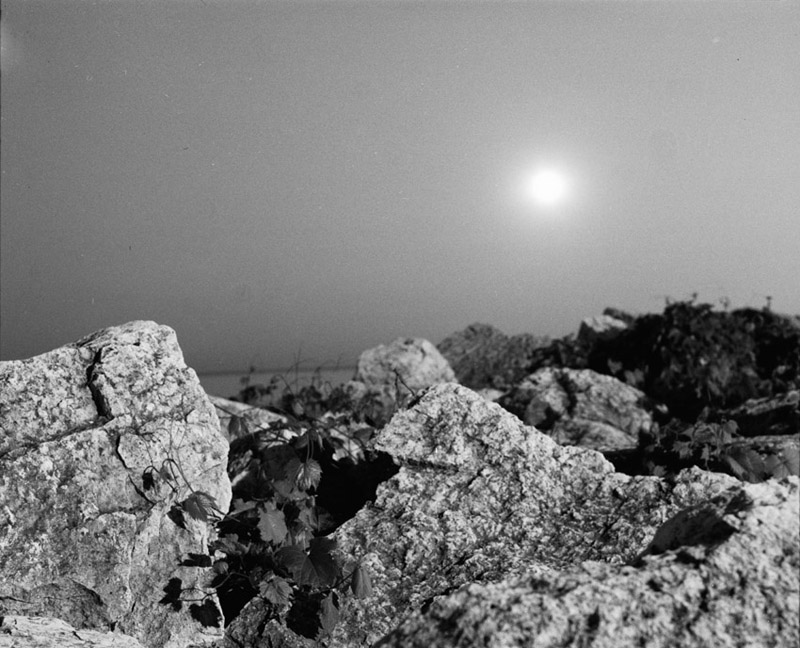 moon above rocks