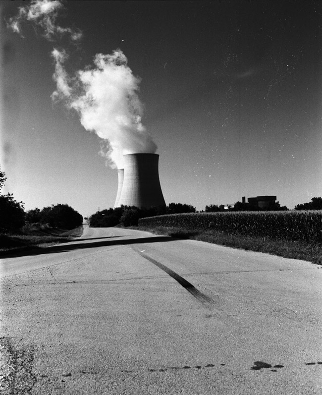 cooling towers along road