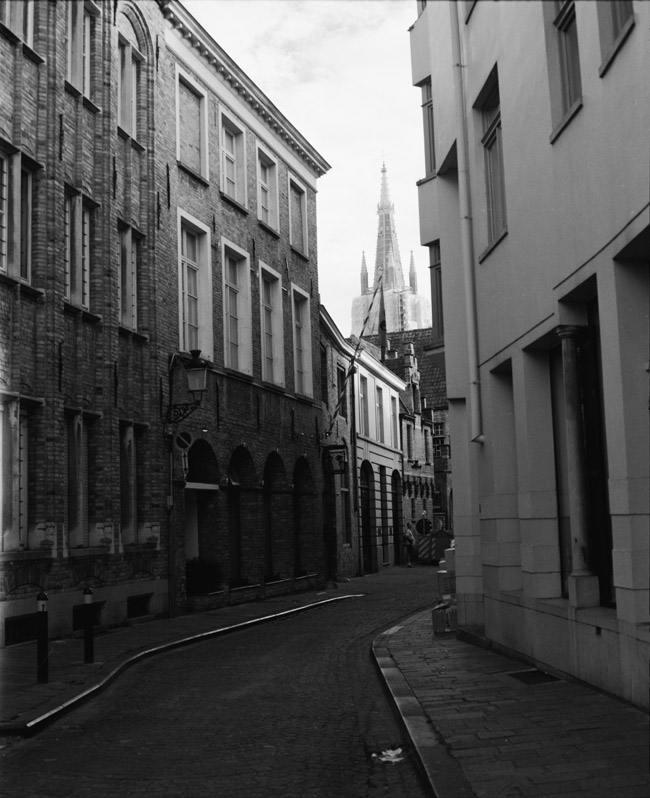 empty street and steeple