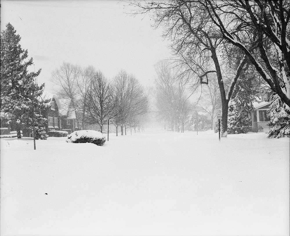 Empty Street in Blizzard
