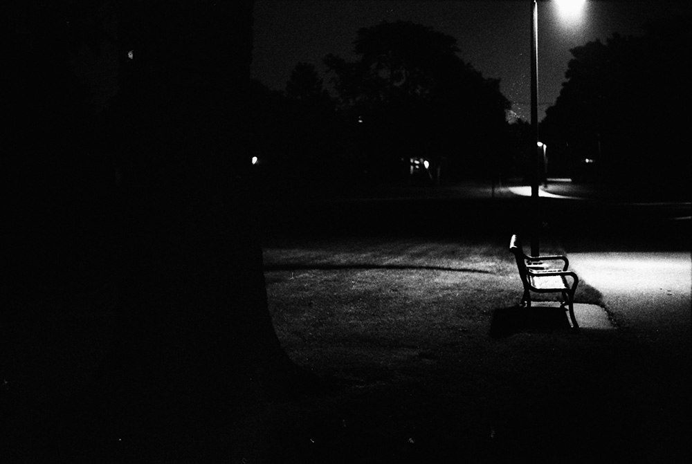 Bench in a Park at Night