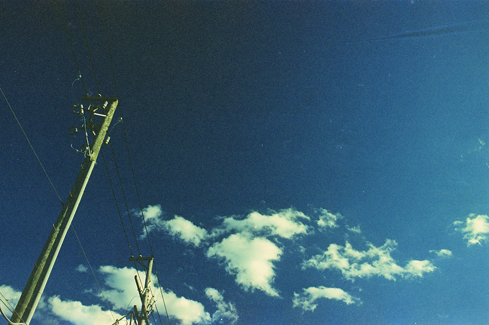 Yellow Powerlines and Blue Sky