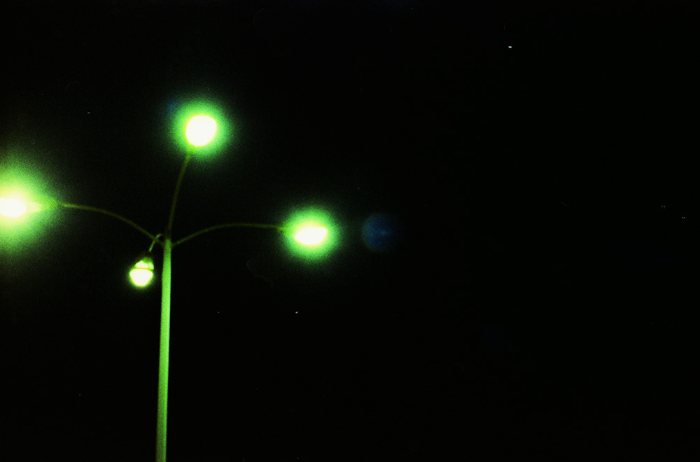 Cross-Processed Lightpost At Night