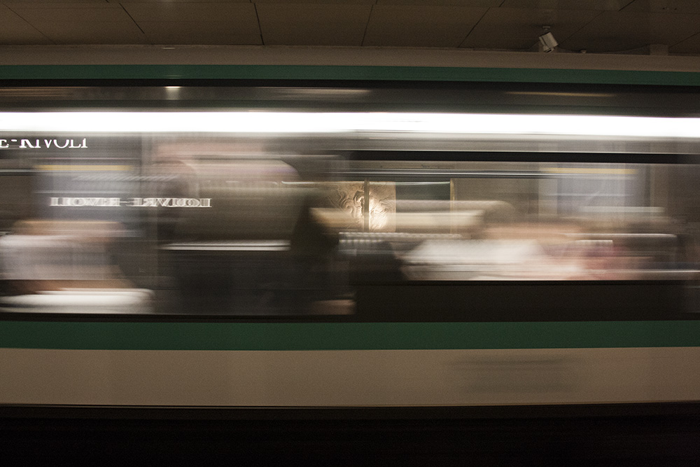 Passing Metro Train at Louvre-Rivoli